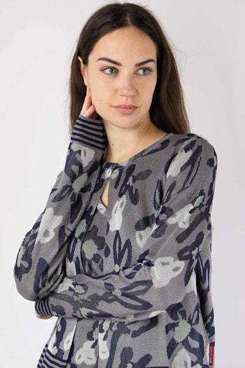 Cardigan Jacquard Lurex Blu/salina - 6