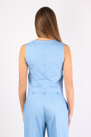 Gilet 3 Bottoni Poliviscosa Cielo - 4