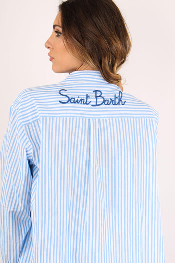 Camicia Manica Corta Riga Azzurro/bianco - 5