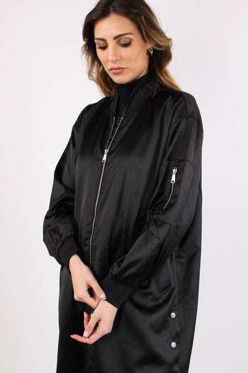 Bomber Lungo Effetto Raso Black - 3