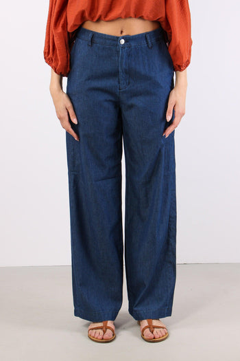 Pantalone Chambray Gamba Dritt Denim - 2