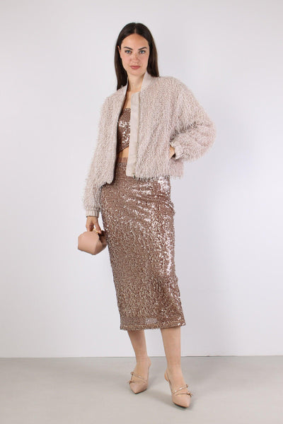 Gonna Tubo Paillettes Rose