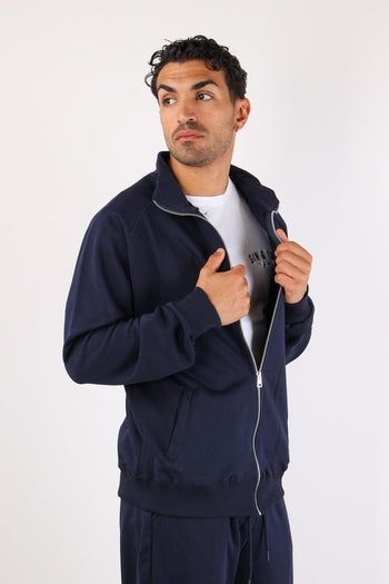 Felpa Zip Collo In Piedi Blu - 6