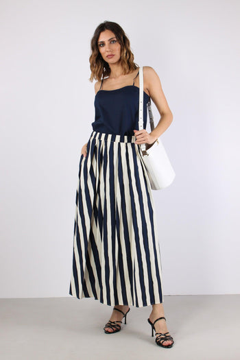 Uomo Gonna Cotone Riga Bianco/blu - 5