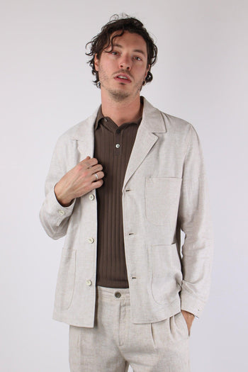 Orzo Giacca Camicia Misto Lino Sabbia - 2