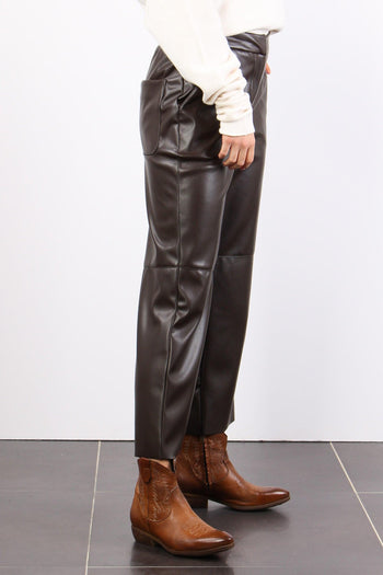 Pantalone Cropped Ecopelle Moro - 5