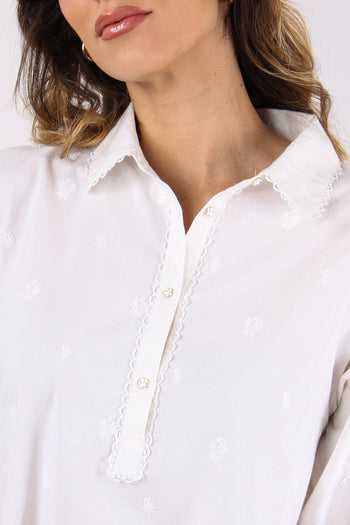 Camicia Lunga Inserto Pizzo Panna - 7