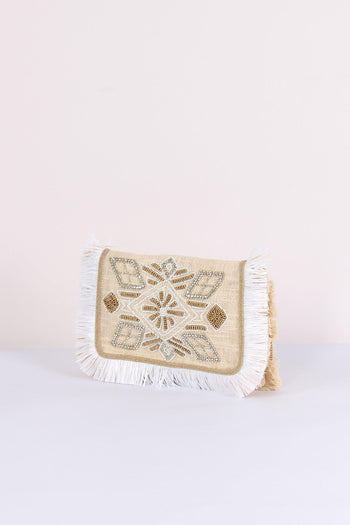 Pochette Ricami Frange Bianco - 6