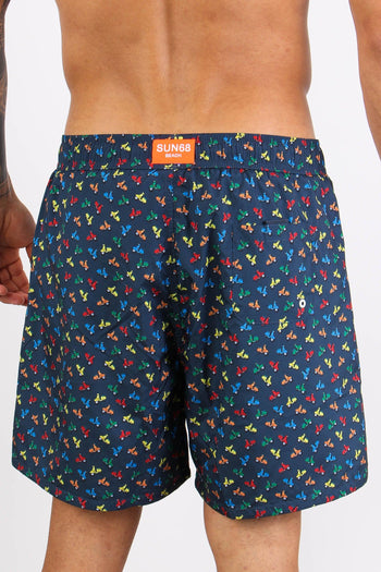 Costume Boxer Stampa Vespe Navy Blue - 7