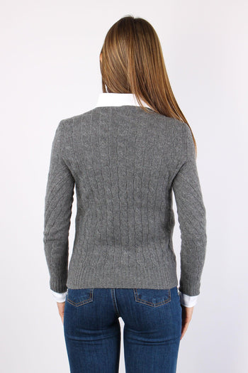 Pullover Girocollo Treccia Grey Heather - 3