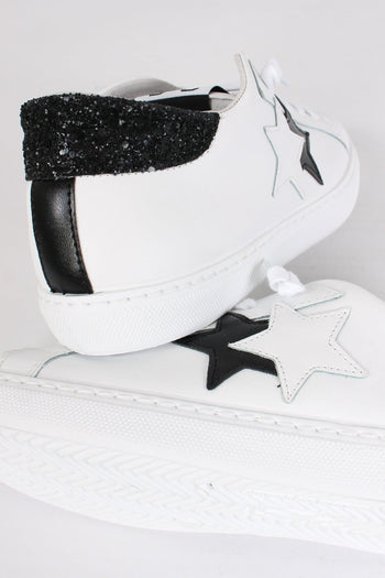 Sneakers Low Inserto Glitter Bianco/nero - 6