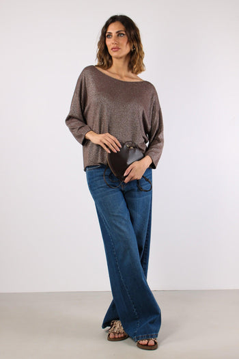 Maglia Scavo Barca Lurex Cioccolato - 5