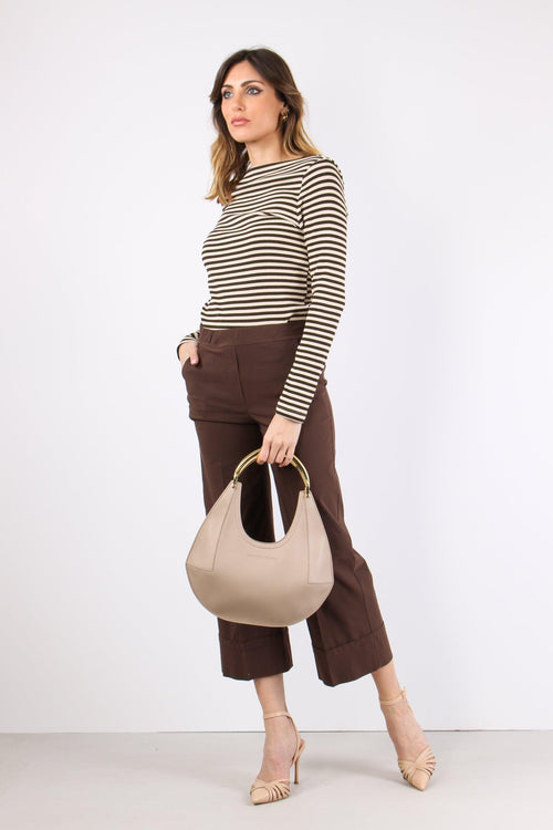 Pantalone Cropped Risvolto Moro