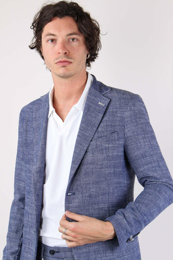 Giacca Misto Lino Blu - 4