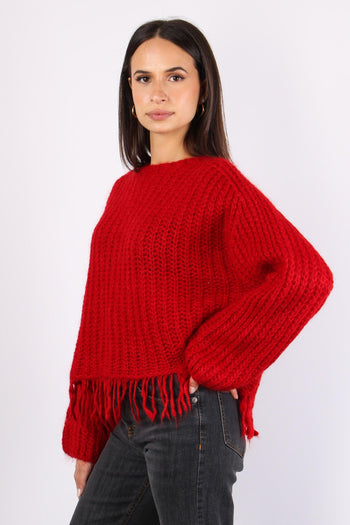 Maglia Mohair Fondo Frange Rosso - 5