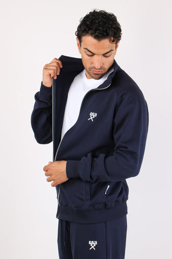 Felpa Zip Collo In Piedi Blu - 2