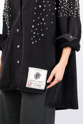 Camicia Denim Strass Black Denim - 6