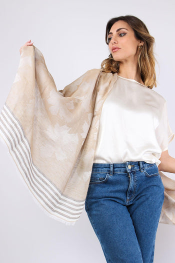 Foulard Fantasia Fiori Lino Fieno - 6