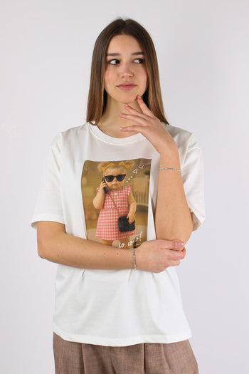 T-shirt Stampa Bimba Telefono Bianco - 3