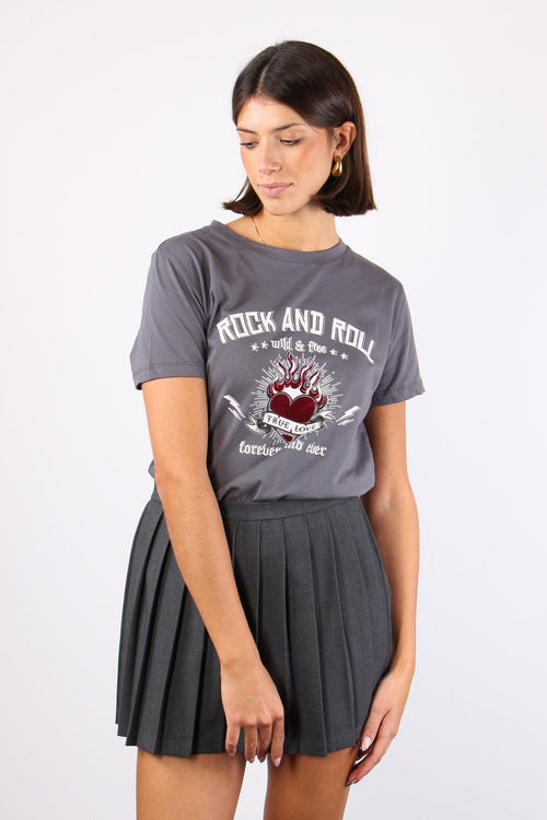 T-shirt Rock And Roll Grigio