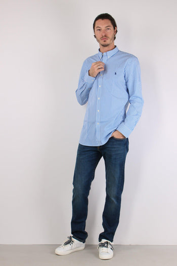 Camicia Slim Popeline Riga Light Blu/white - 4