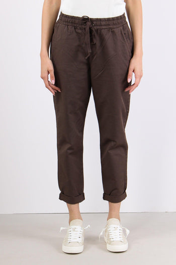 Pantalone Jogging Misto Lino Cioccolato - 2