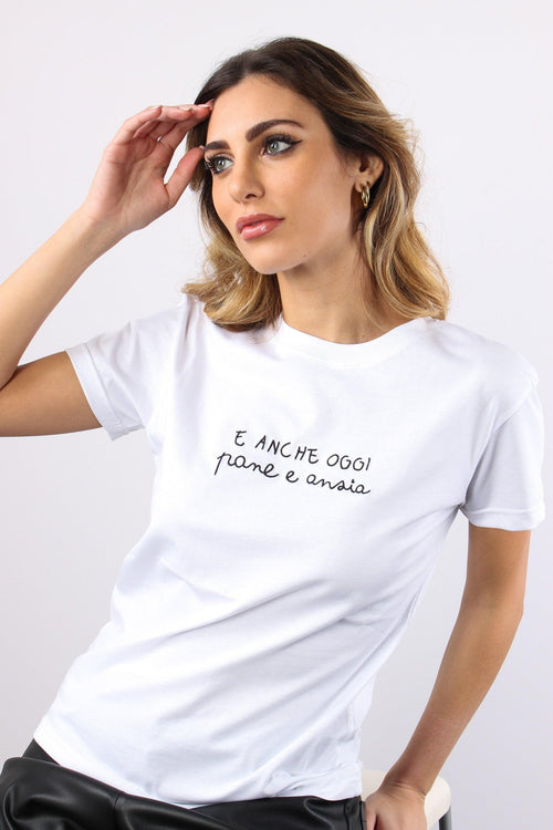 T-shirt Ricamo Pane E Ansia Bianco - 2