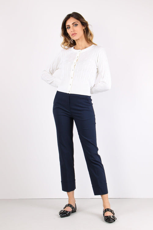 Pantalone Bengalina Risvolto Blu