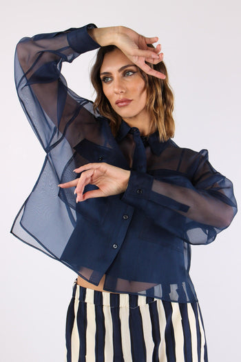Colomba Camicia Seta Blu - 3