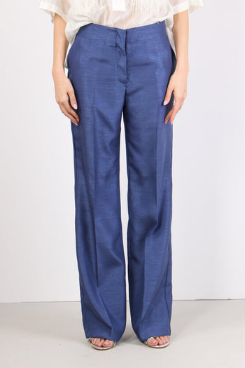Pantalone Dritto Shantung Cerul - 2