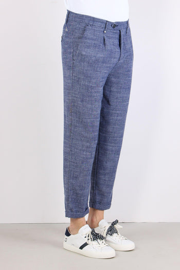 Pantalone Misto Lino Blu - 6