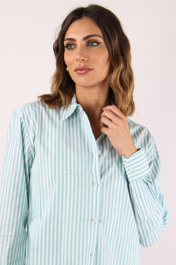 Camicia Slim Riga Ricamo Schiena Bianco/verde - 9