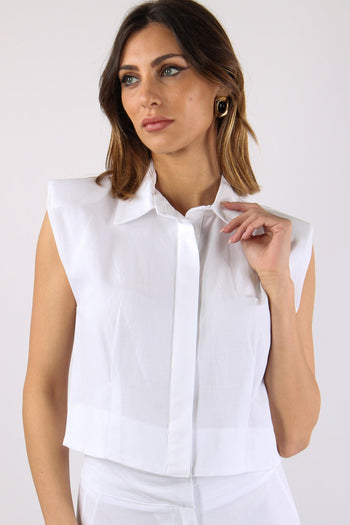 Camicia Smanicata Spalline Bianco - 7