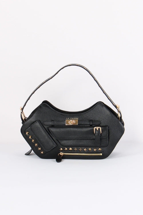 Tracolla Tasche Borchie Lather Black