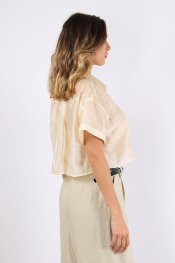 Camicia Corta Mussola Ricamo Naturale - 6