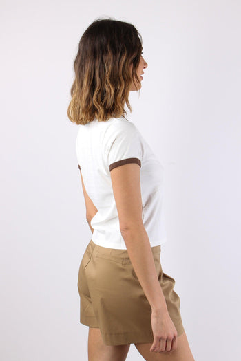 T-shirt Scritta Profilo Contrasto Bianco - 6