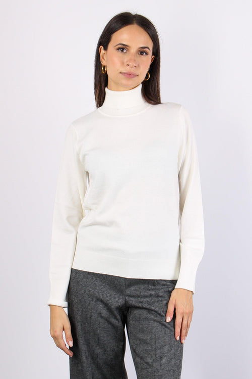 Maglia Collo Alto Viscosa Latte