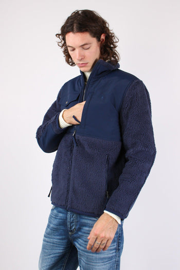 Felpa Full Zip Bimateriale Navy - 5