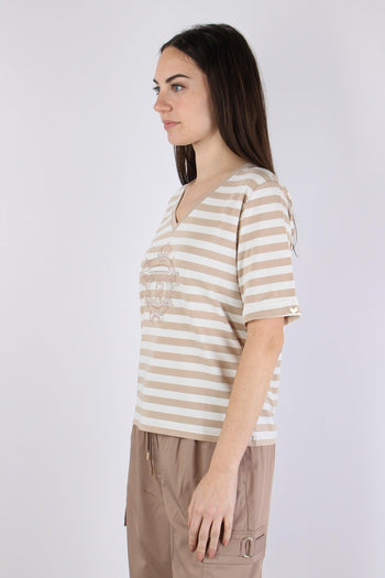 T-shirt Riga Scollo V White/almond - 6