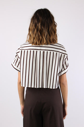 Camicia Corta Riga Bianco/moro - 4