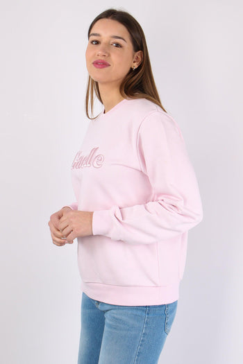 Felpa Basica Ricamo Rosa - 5