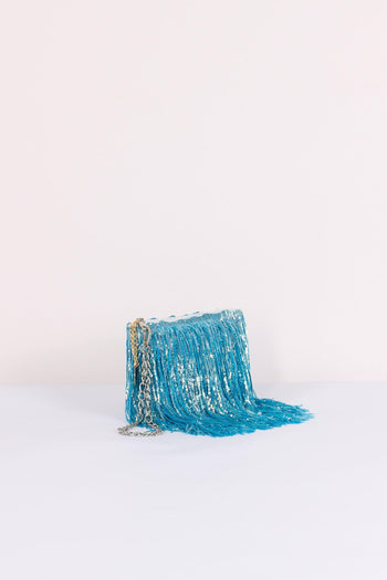 Pochette Paillettes Frange Torquoise - 7
