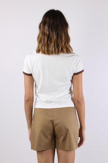 T-shirt Scritta Profilo Contrasto Bianco - 4