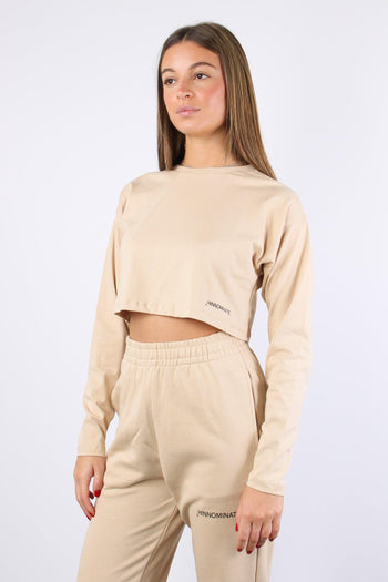 T-shirt Crop Cotone Nocciola - 5