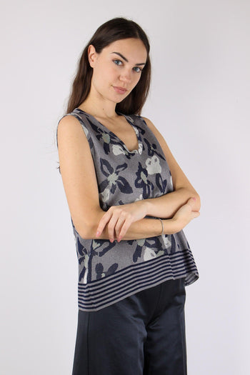 Top Scollo V Jacquard Lurex Blu/salina - 6