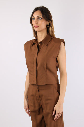 Camicia Smanicata Spalline Terra - 3