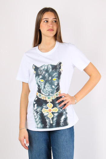 T-shirt Stampa Pantera Bianco Ottico - 2