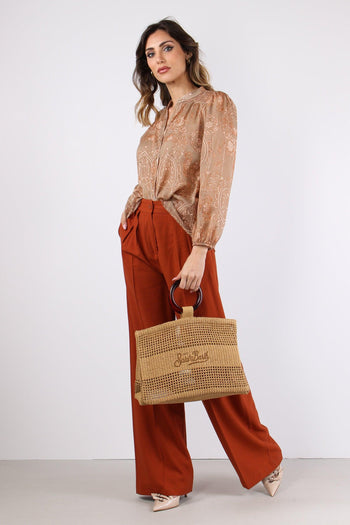 Pantalone Palazzo Misto Viscos Ruggine - 7