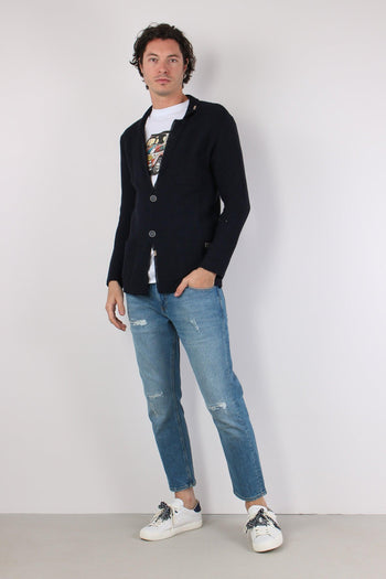Giacca In Maglia Blu Navy - 4
