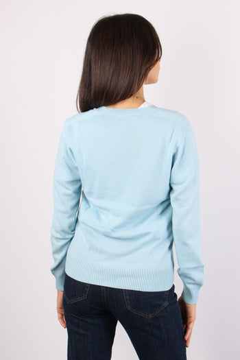 Maglia Misto Cashmere Scollo V Polvere - 3